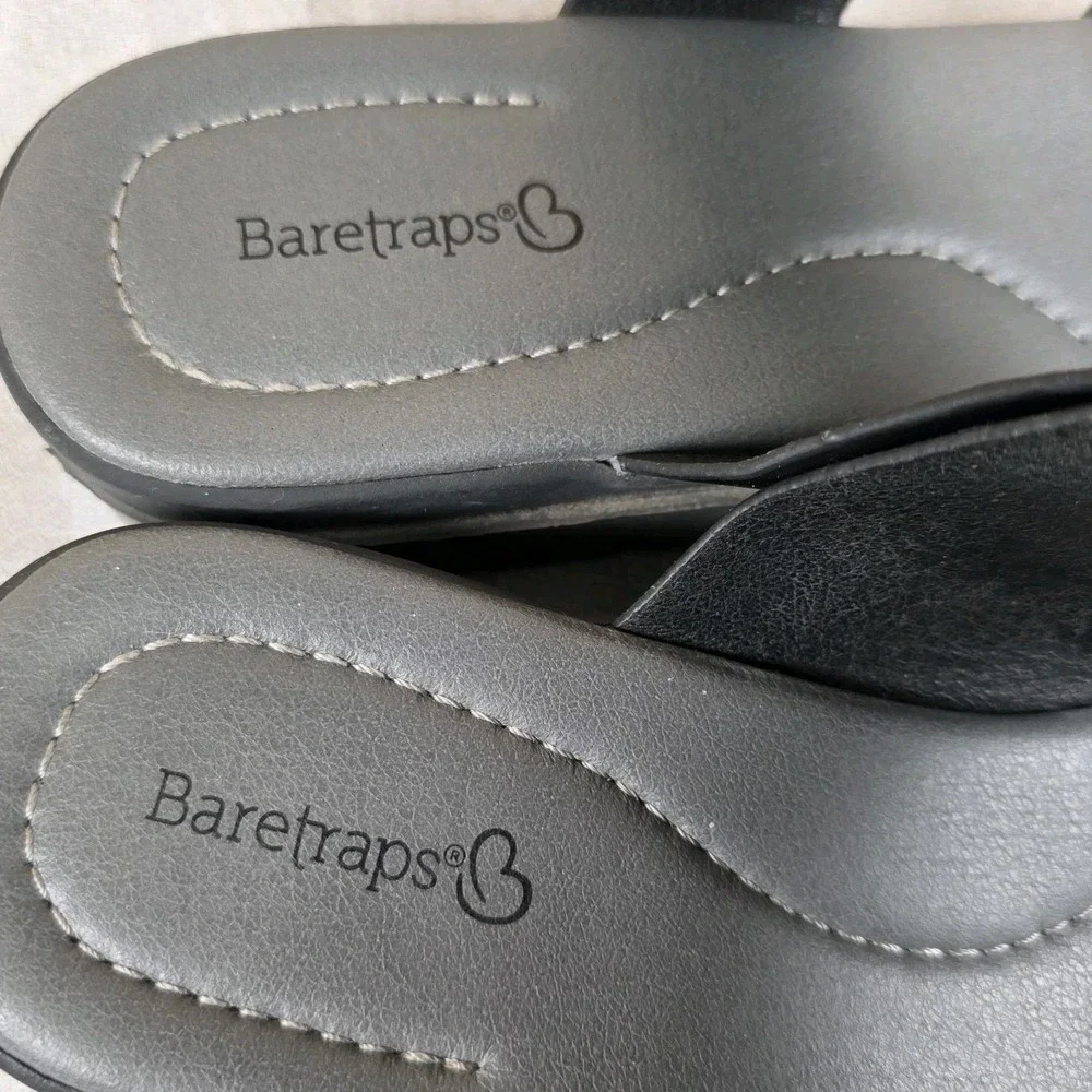 Baretraps Relena Women's Black Wedge Heel Sandals Comfort‎ Casual Boho Size 8.5M